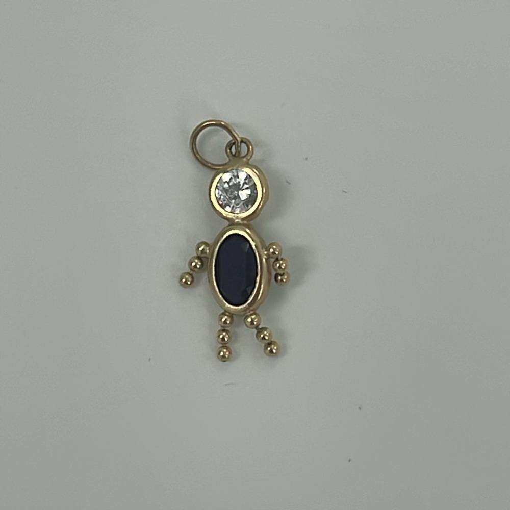 14K Gold January Birthstone Charm - Boy